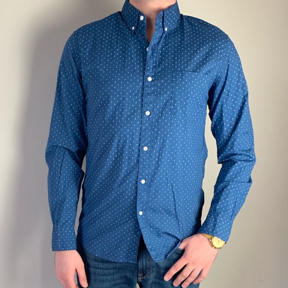 J. Crew Blue Pattern Casual Button Down Shirt